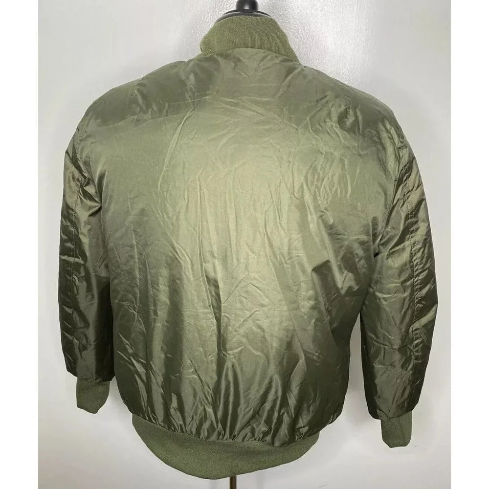 Yoki Outerwear Men's 1XL Olive Green Full‎ Zip Long Sleeve Insulated Jacket Coat